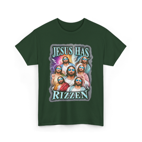 Jesus Has Rizz Christian Faith T-Shirt - Forest Green