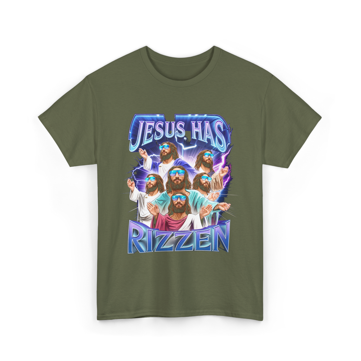 Jesus Has Rizz T-Shirt - Military Green