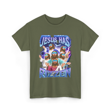 Jesus Has Rizz T-Shirt - Military Green