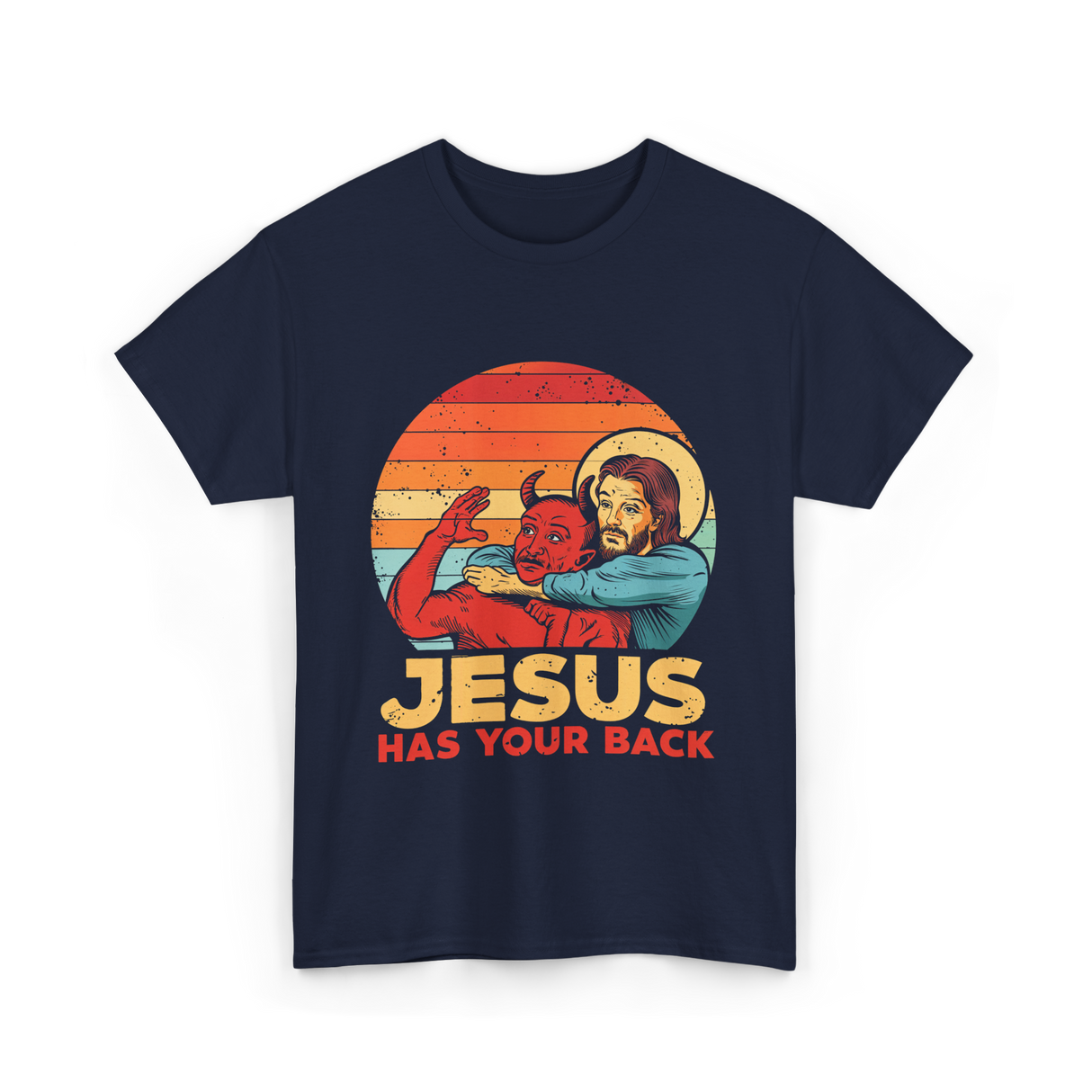 Jesus Has Your Back Christian T-Shirt - Navy