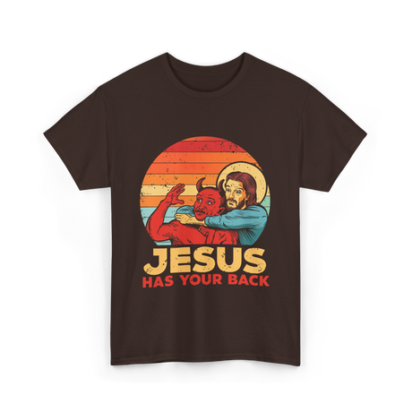 Jesus Has Your Back Christian T-Shirt - Dark Chocolate