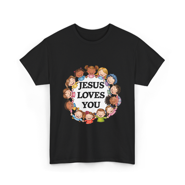 Jesus Loves You Christian Kids T-Shirt - Black