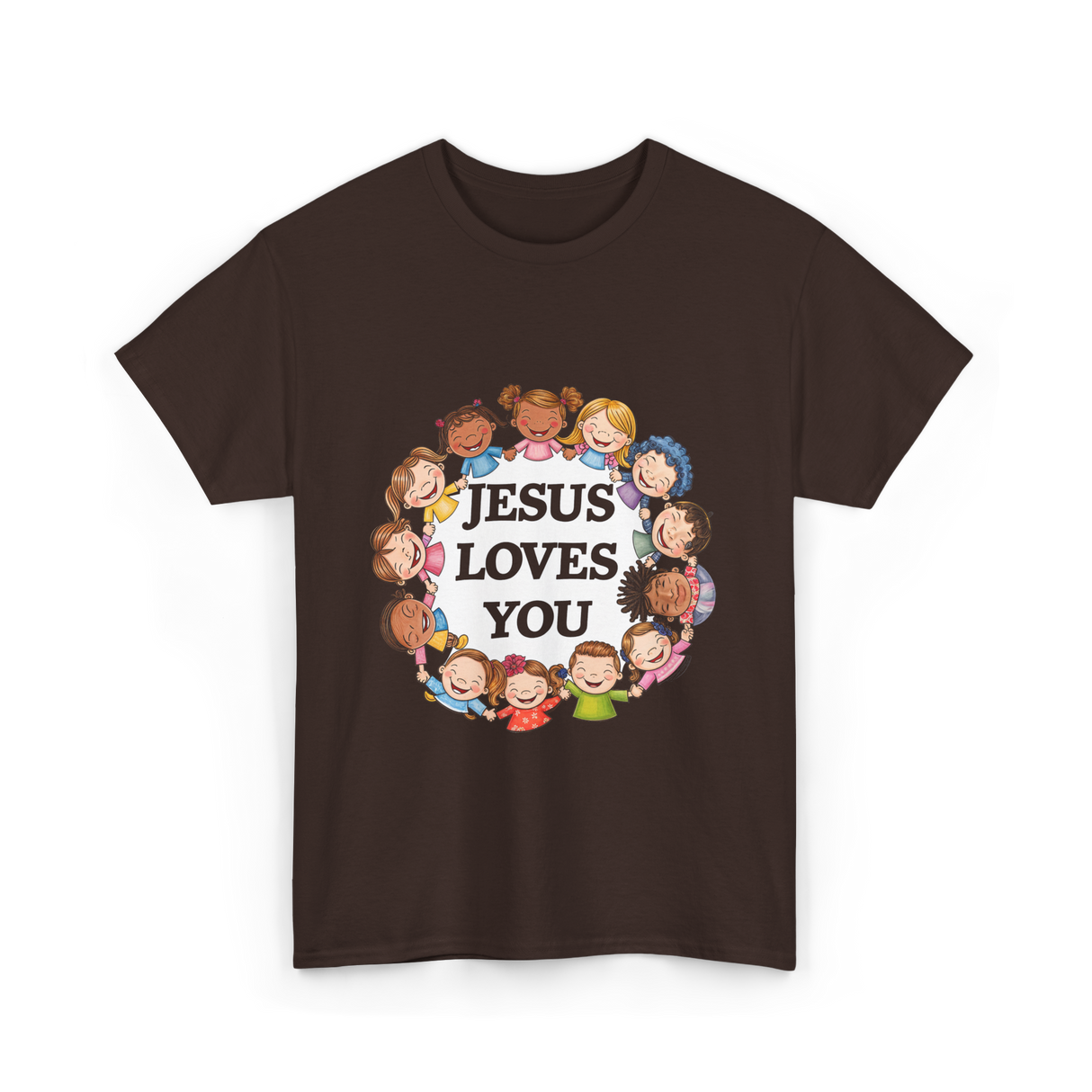 Jesus Loves You Christian Kids T-Shirt - Dark Chocolate