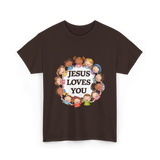 Jesus Loves You Christian Kids T-Shirt - Dark Chocolate