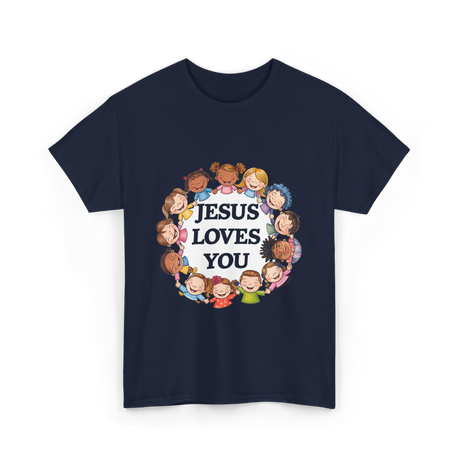 Jesus Loves You Christian Kids T-Shirt - Navy