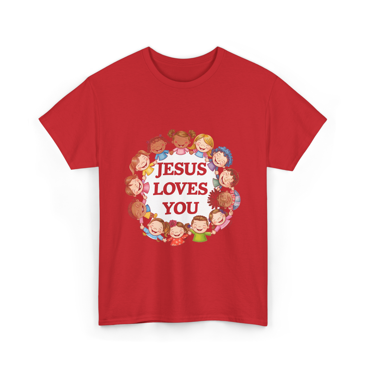 Jesus Loves You Christian Kids T-Shirt - Red