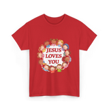 Jesus Loves You Christian Kids T-Shirt - Red