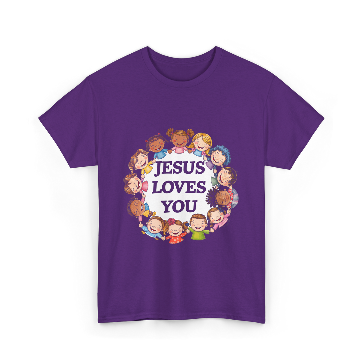 Jesus Loves You Christian Kids T-Shirt - Purple