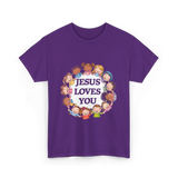 Jesus Loves You Christian Kids T-Shirt - Purple