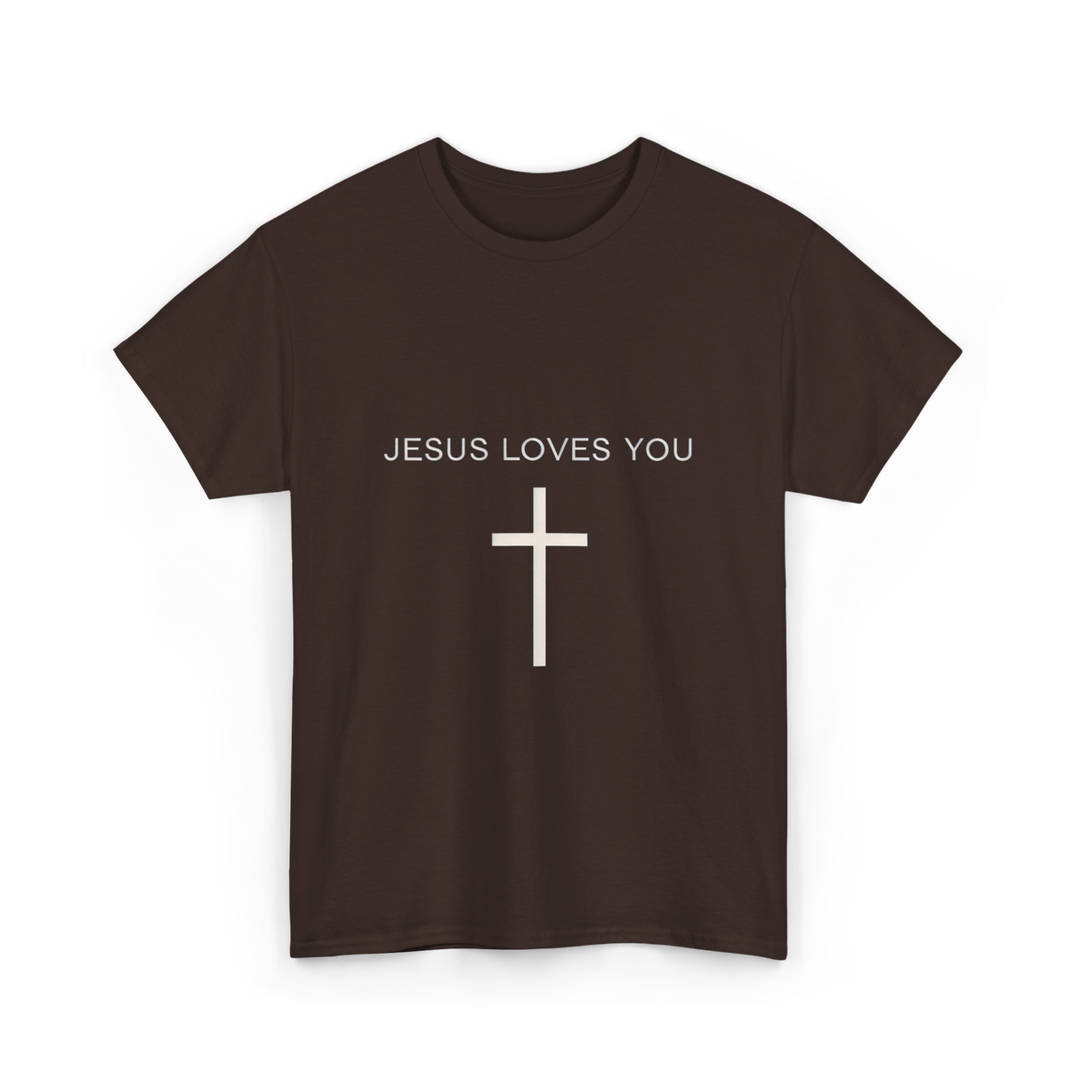 Jesus Loves You Cross Christian T-Shirt - Dark Chocolate