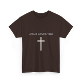 Jesus Loves You Cross Christian T-Shirt - Dark Chocolate