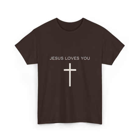 Jesus Loves You Cross Christian T-Shirt - Dark Chocolate