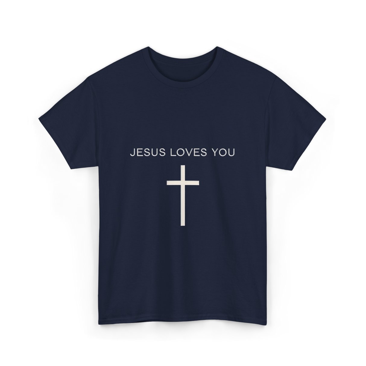 Jesus Loves You Cross Christian T-Shirt - Navy