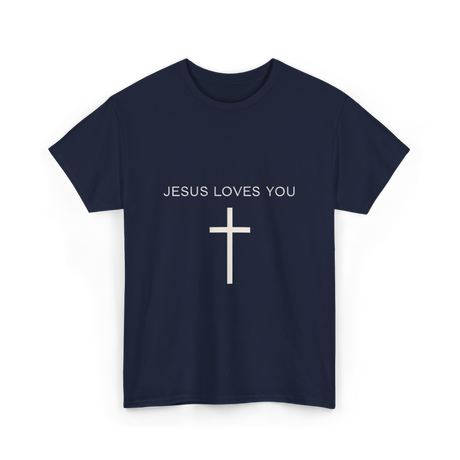 Jesus Loves You Cross Christian T-Shirt - Navy