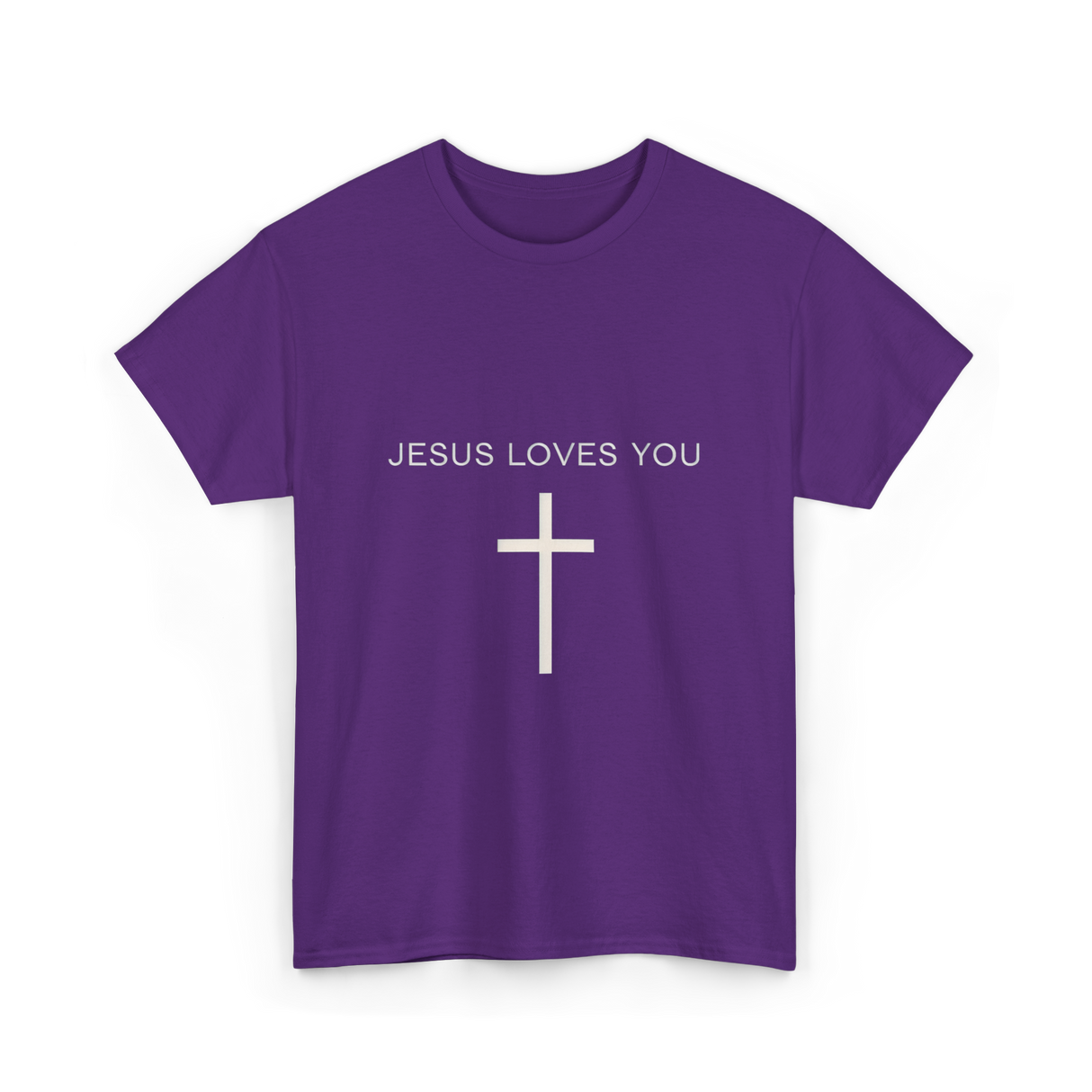 Jesus Loves You Cross Christian T-Shirt - Purple