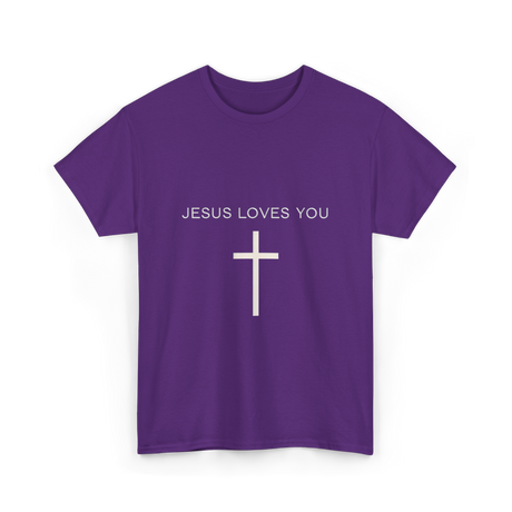 Jesus Loves You Cross Christian T-Shirt - Purple