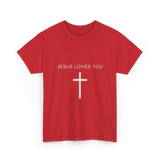 Jesus Loves You Cross Christian T-Shirt - Red