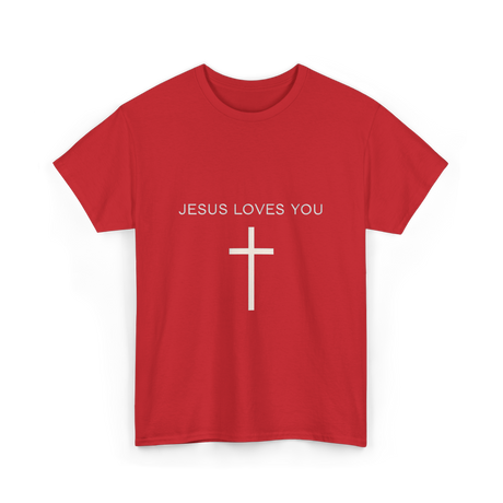 Jesus Loves You Cross Christian T-Shirt - Red