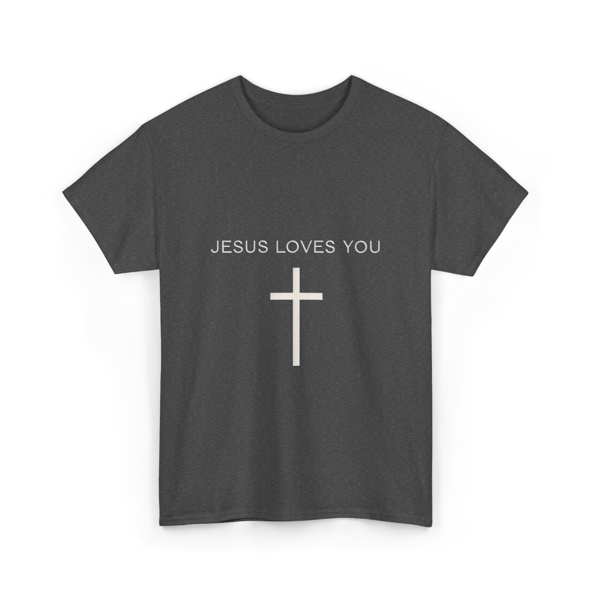 Jesus Loves You Cross Christian T-Shirt - Dark Heather