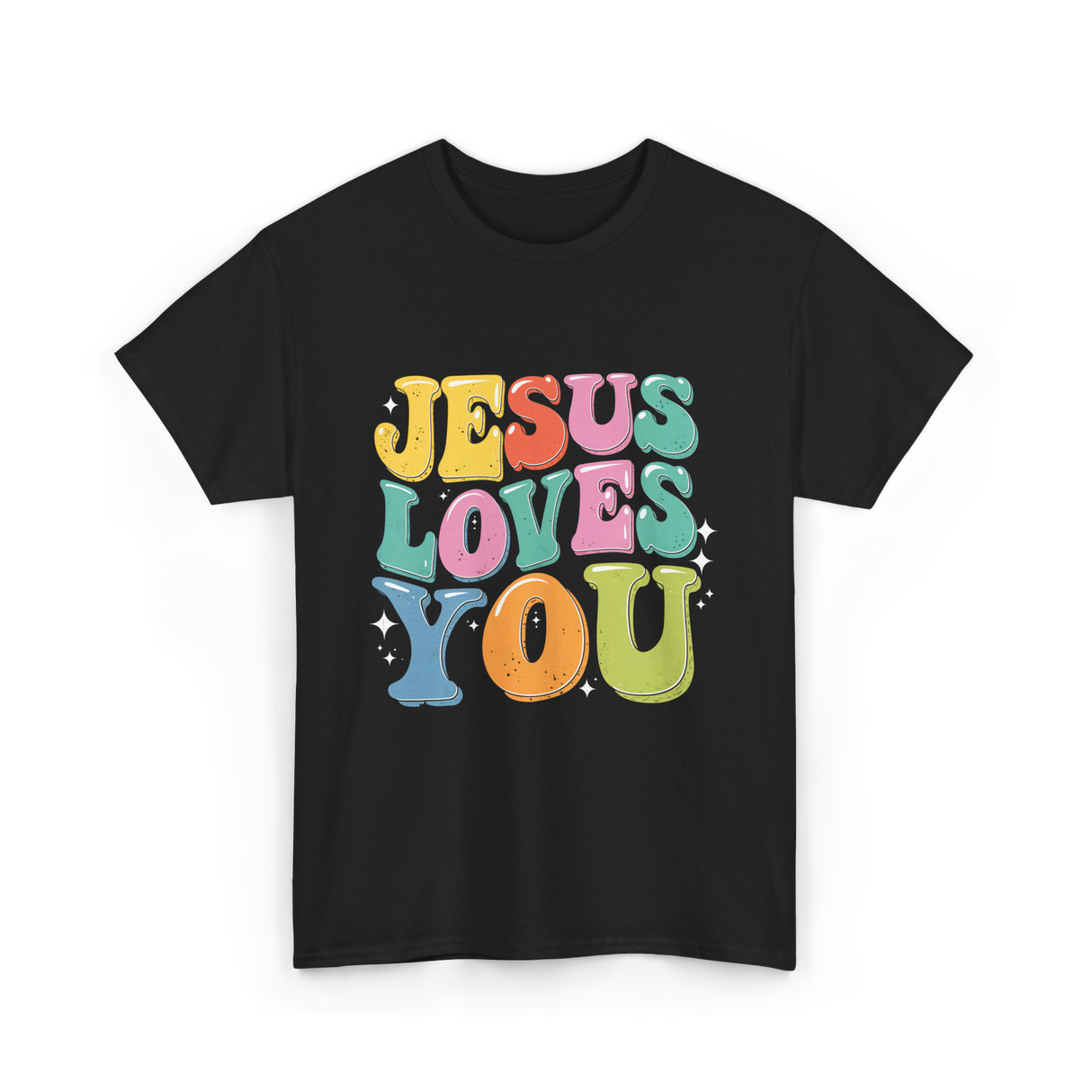 Jesus Loves You Faith Design T-Shirt - Black