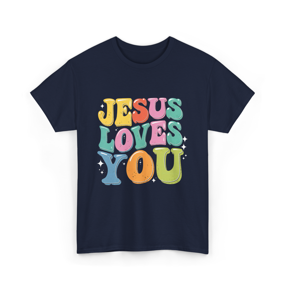 Jesus Loves You Faith Design T-Shirt - Navy