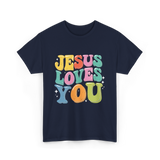 Jesus Loves You Faith Design T-Shirt - Navy