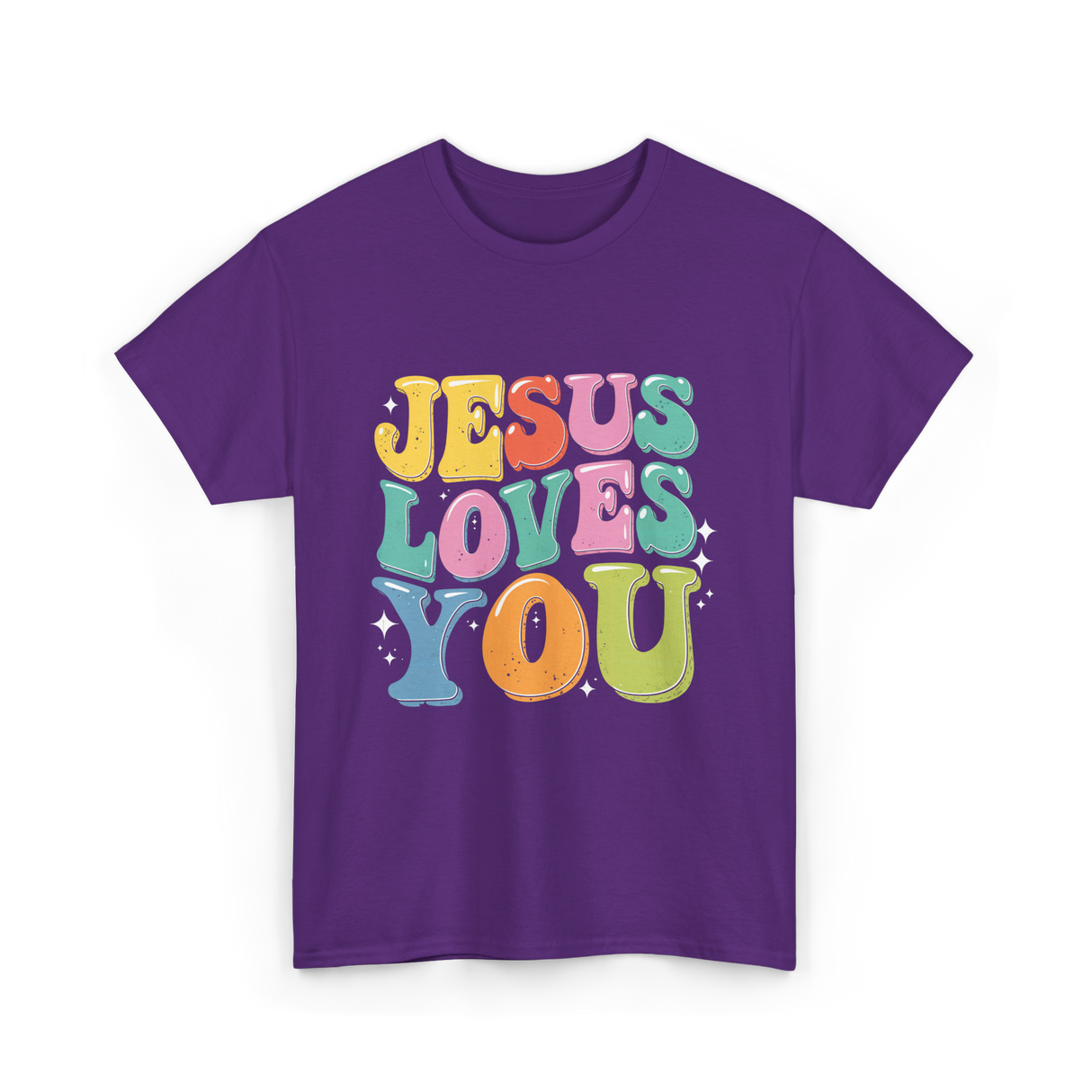 Jesus Loves You Faith Design T-Shirt - Purple