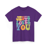 Jesus Loves You Faith Design T-Shirt - Purple