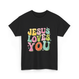 Jesus Loves You Retro Design T-Shirt - Black