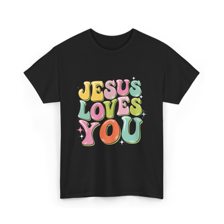 Jesus Loves You Retro Design T-Shirt - Black