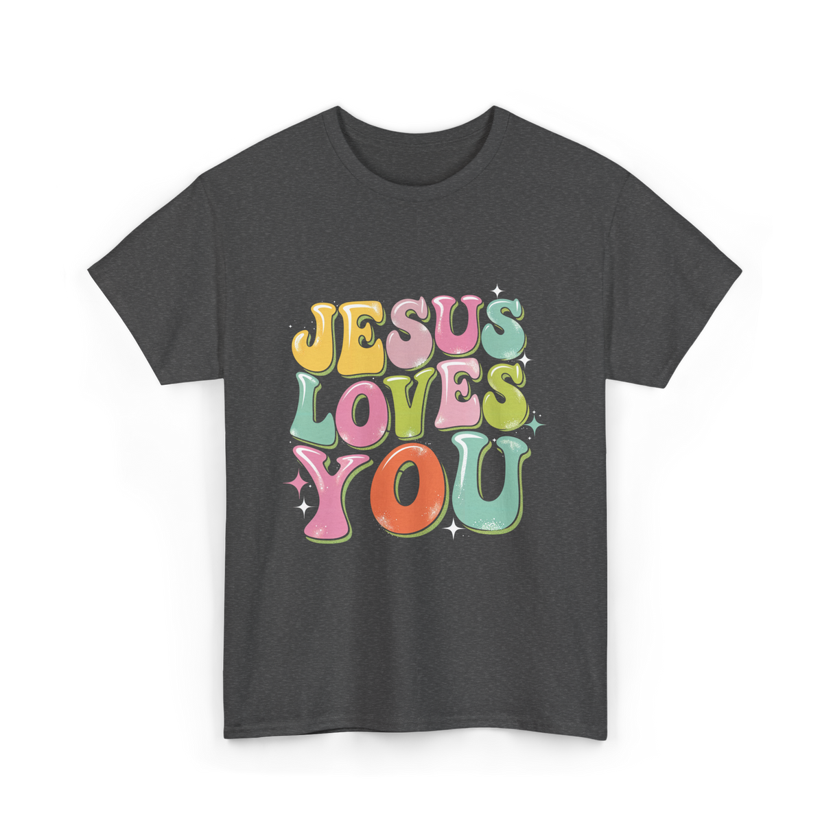 Jesus Loves You Retro Design T-Shirt - Dark Heather