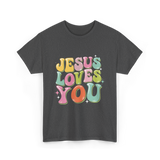 Jesus Loves You Retro Design T-Shirt - Dark Heather