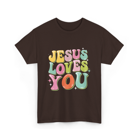 Jesus Loves You Retro Design T-Shirt - Dark Chocolate