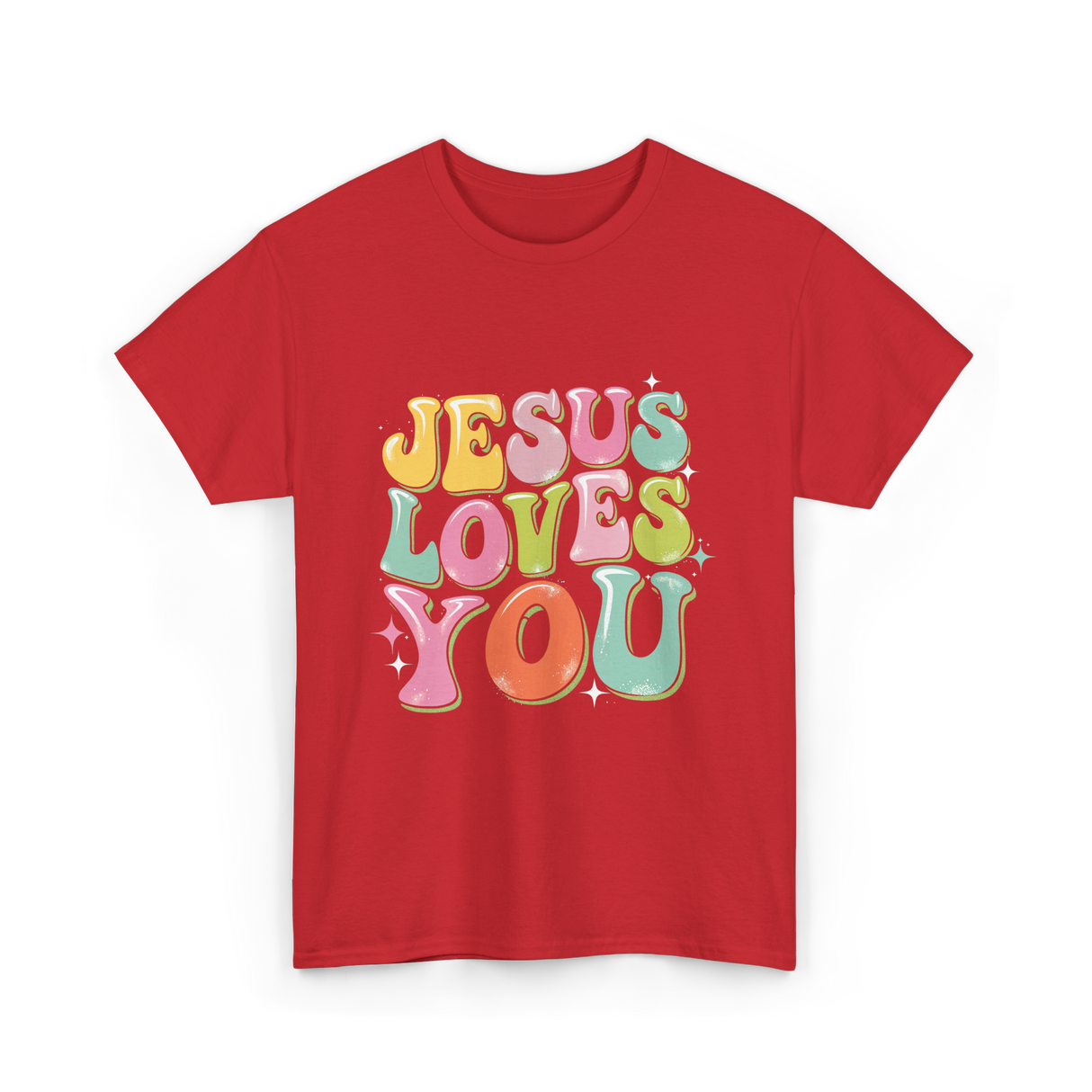 Jesus Loves You Retro Design T-Shirt - Red