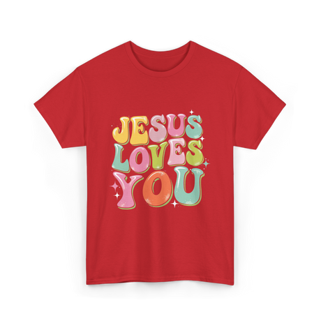 Jesus Loves You Retro Design T-Shirt - Red