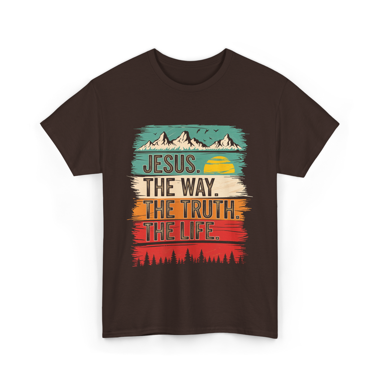 Jesus The Way Truth Life Christian T-Shirt - Dark Chocolate