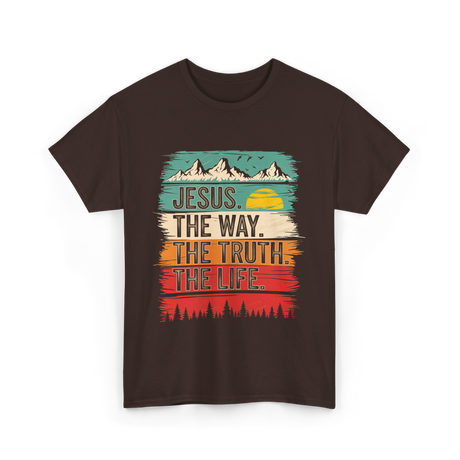 Jesus The Way Truth Life Christian T-Shirt - Dark Chocolate