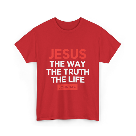 Jesus The Way Truth Life Christian T-Shirt - Red