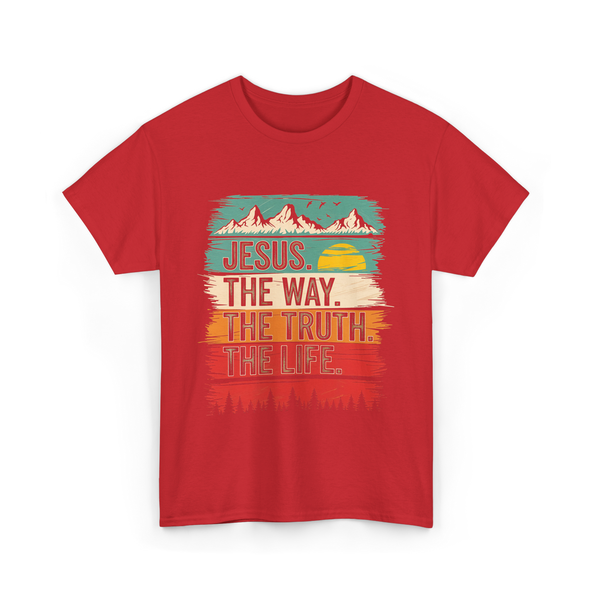 Jesus The Way Truth Life Christian T-Shirt - Red