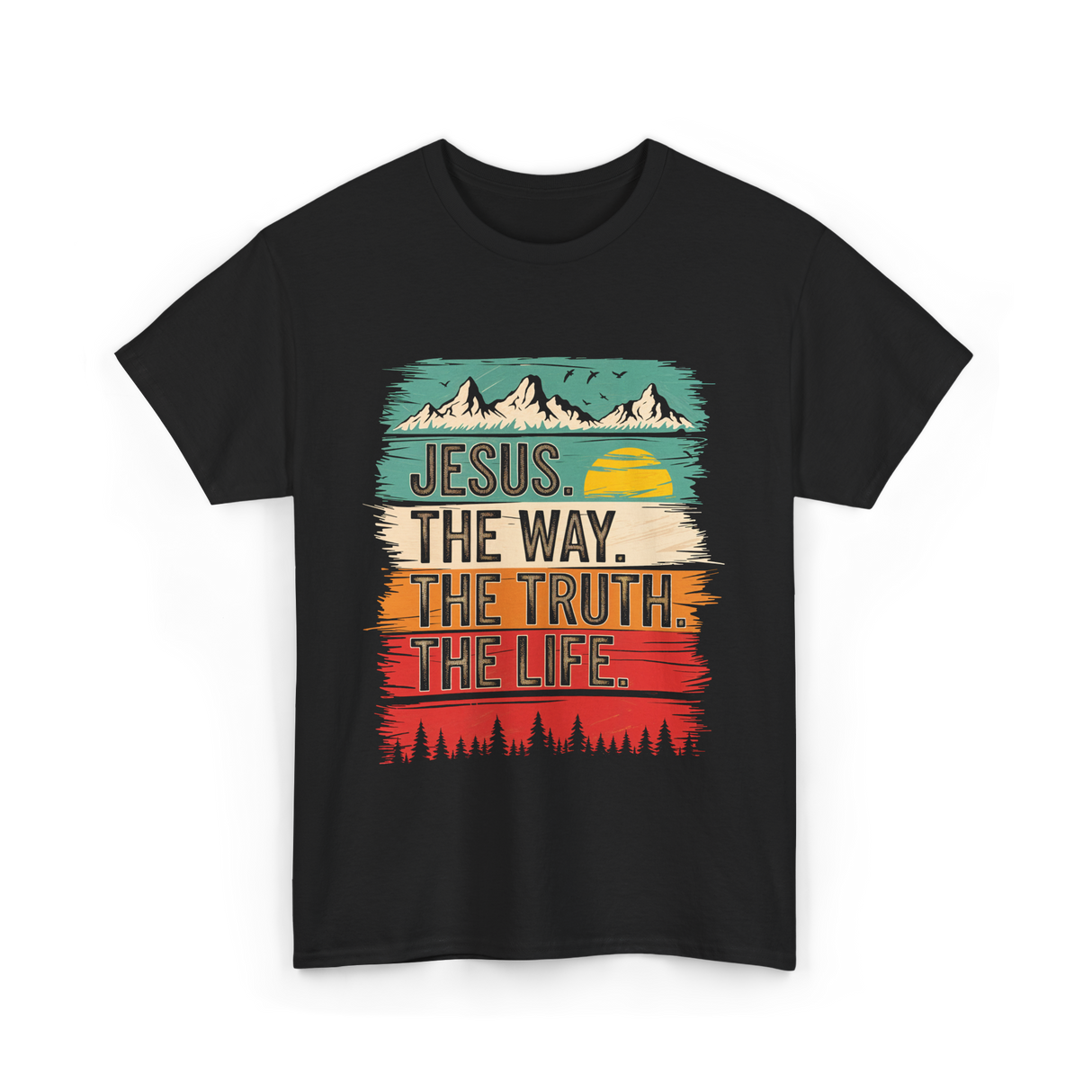 Jesus The Way Truth Life Christian T-Shirt - Black