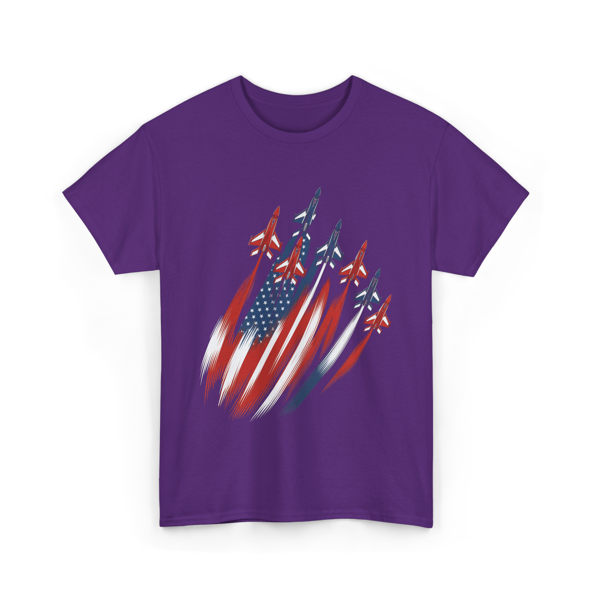 Jet Fighters American Flag Aviation T-Shirt - Purple