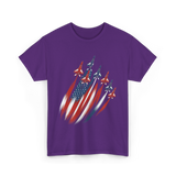 Jet Fighters American Flag Aviation T-Shirt - Purple