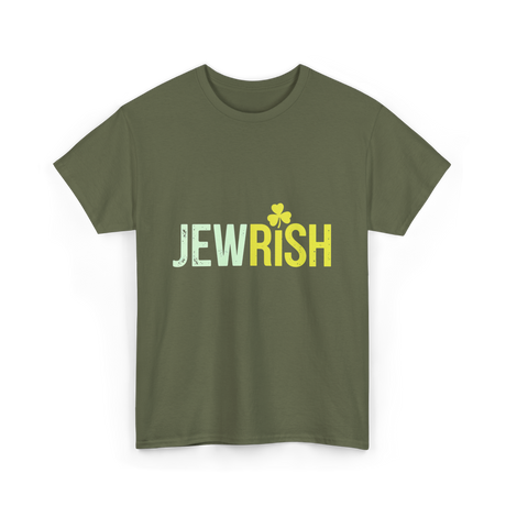 Jewrish Shamrock St Patrick's Day T-Shirt - Military Green