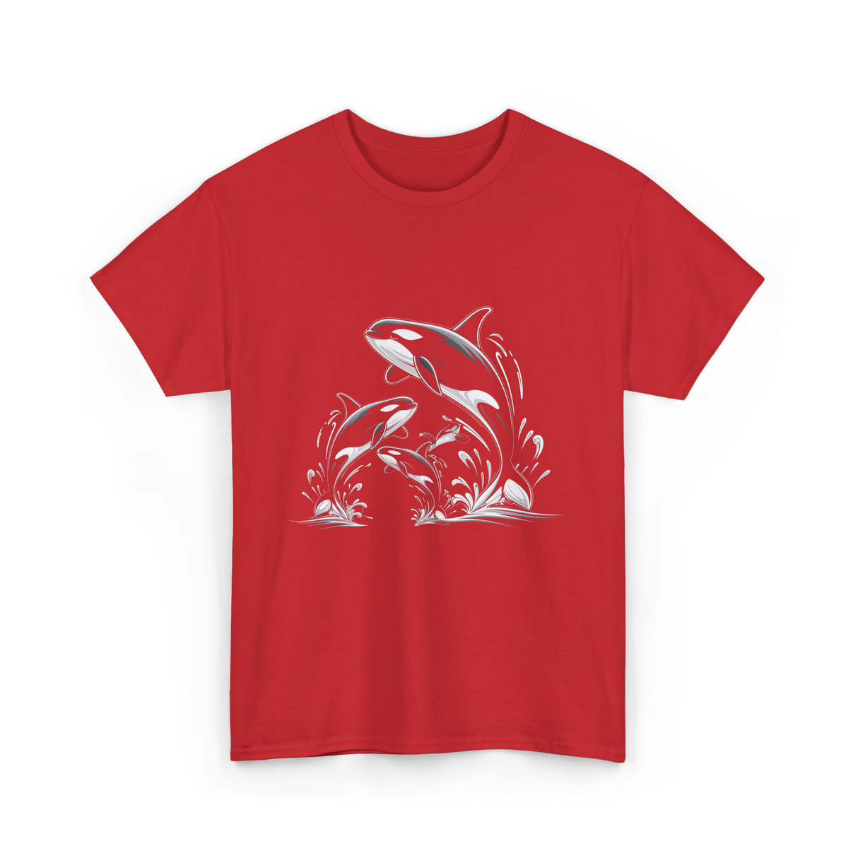 Jumping Orcas Orca Whales T-Shirt - Red