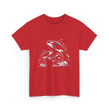 Jumping Orcas Orca Whales T-Shirt - Red