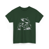 Jumping Orcas Orca Whales T-Shirt - Forest Green