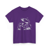 Jumping Orcas Orca Whales T-Shirt - Purple