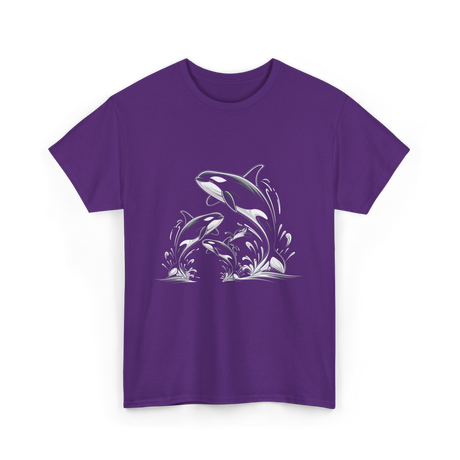 Jumping Orcas Orca Whales T-Shirt - Purple