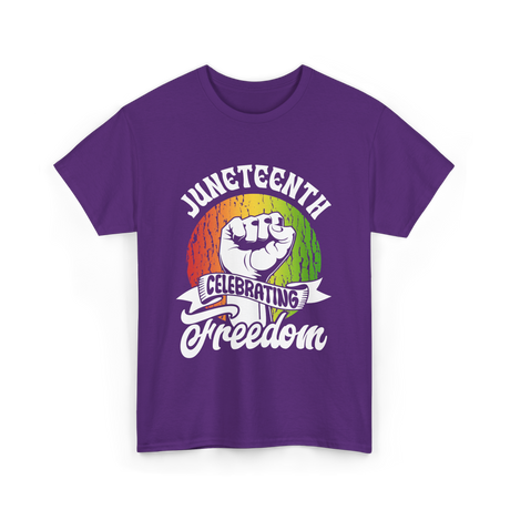 Juneteenth Celebrating Freedom Black T-Shirt - Purple