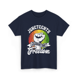 Juneteenth Celebrating Freedom Black T-Shirt - Navy